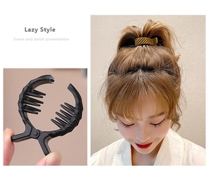 Detail view of wave-textured ponytail hair claw clips with strong non-slip teeth design