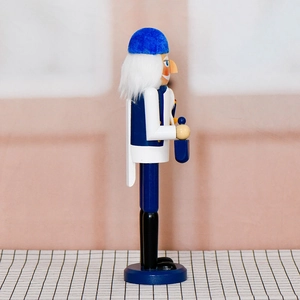 36cm blue and white wooden nutcracker soldier figurine for Hanukkah and Christmas decor