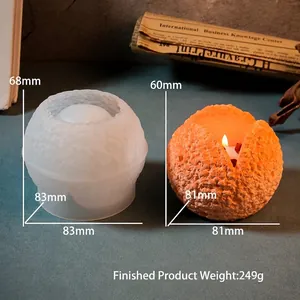 Stampo in silicone per candela sferica a meteorite con design a petali testurizzati