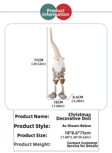 Detailed size specifications for a tall Christmas plush doll with HO HO HO text