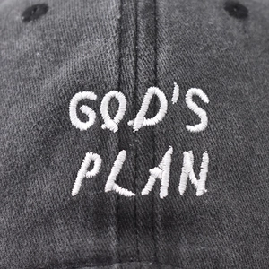 God's Plan embroidered baseball cap in washed cotton with vintage distressed texture