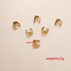 Polished 4x8mm stainless steel gold pinch bails for DIY jewelry making pendants