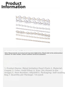 Detailed view of brass imitation pearl chains in gold and rhodium finishes for DIY jewelry