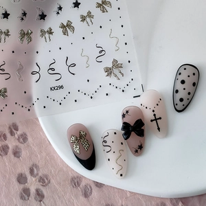 3D Relief Nagelaufkleber Schleife Kreuz Sterne Ultradünn Selbstklebend Gothic DIY Maniküre Decals