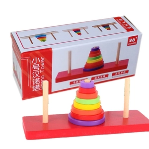 Tour De Hanoi Jouet Éducatif Puzzle Montessori En Bois Pour Enfants Entraînement Logique Anneaux Arc-En-Ciel
