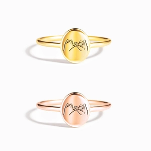 Minimalist S925 sterling silver pinky swear promise rings in gold and rose gold finish