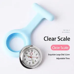 Light blue silicone nurse watch with detachable quartz dial and medical cross logo