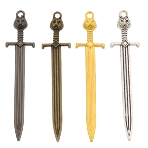 DIY cat head sword pendants in four metallic finishes including gold and silver