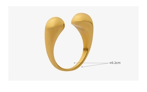 Detailed view showing the 0.2cm thickness of this minimalist 18k gold plated open ring