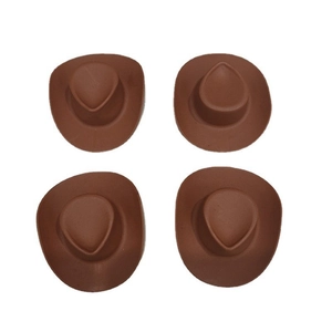 Set of four 5.4cm mini cow-patterned plastic cowboy hats for DIY jewelry and crafts