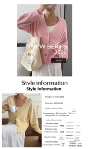 Detailed view of women's V-neck knit cardigan with metallic buttons and front pockets