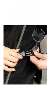 Detail of durable high-strength buckle and thickened nylon webbing on apron