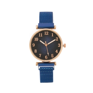 Montre À Quartz Pour Femme Bracelet En Maille Acier Inoxydable Milanais Boucle Magnétique Chiffres Arabes Simple Mode Élégante Poignet