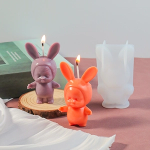 DIY rabbit silicone mold for handmade aromatherapy candles and cute bunny home decor