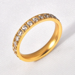 Stainless Steel Eternity Ring Full Sparkling Cubic Zirconia Thin Stackable Band Fashion Elegant Jewelry For Women