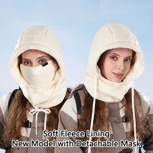 Winter Hooded Mask Neck Warmer Windproof Fleece Lined Balaclava For Outdoor Skiing Hiking Cold Weather Women