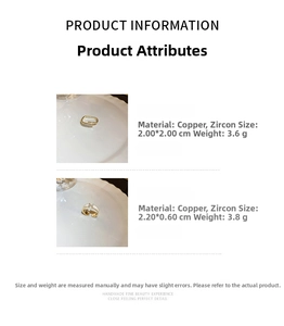Detail specifications of copper zircon geometric rings with measurements and weight details