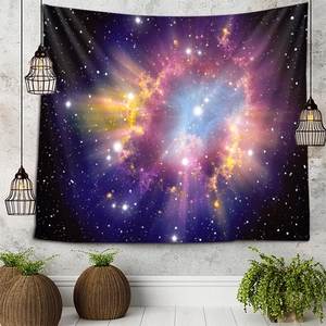 Artistic nebula tapestry with purple and blue galaxy stars for bedroom wall decor