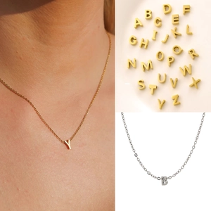 Gold and silver stainless steel mirror-polished A-Z letter necklaces for custom jewelry
