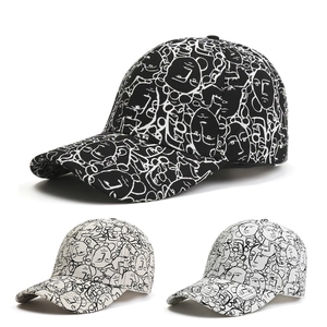 Fashionable baseball caps with abstract face print for outdoor sun protection