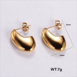 Geometric Stud Hoop Earrings 304 Stainless Steel Rhinestone Gold Plated Minimalist Elegant Fashion Jewelry For Women