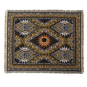 Bohemian woven sun totem throw blanket with tassels for outdoor camping and home sofa decor