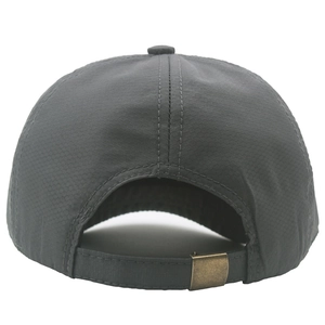 Dark gray quick-dry baseball cap with honeycomb texture and adjustable metal buckle