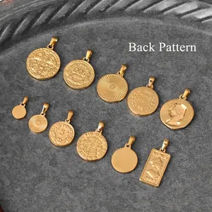 Vintage Roman coin pendants in 18K gold plated steel featuring detailed portraits