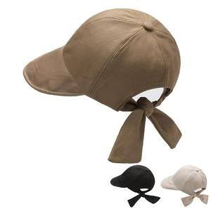 Women Baseball Cap Sun Hat Large Brim Bow Tie Decoration Adjustable Polyester Summer Outdoor Fashion