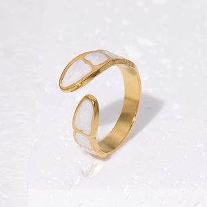 Minimalist Adjustable Open Ring Stainless Steel Geometric Enamel Heart Fashion Jewelry For Women