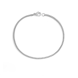 Professionelles Box-Chain Armband aus Edelstahl in Silber mit sicherem Karabinerverschluss