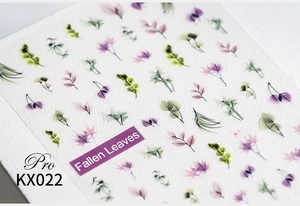 Macro detail of Fallen Leaves 5D nail art stickers with botanical maple leaf designs KX022