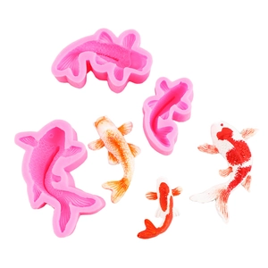 Koi fish silicone molds for chocolate baking and fondant with resin samples