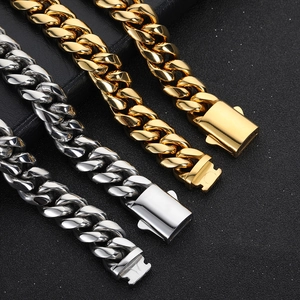 Colliers gourmettes en acier inoxydable or 18 carats et argent avec boucle à ressort