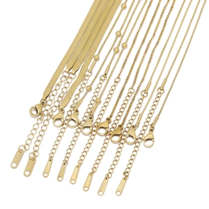 Golden stainless steel snake and bead chain necklaces with lobster clasp for men