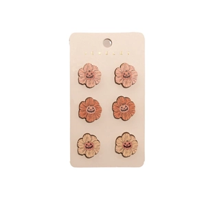 Halloween Holz-Ohrstecker Set mit 3 Paaren orangefarbener Kürbis- und Blumen-Designs
