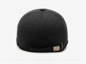 Close-up of winter baseball cap back with waffle texture and metal adjustable buckle