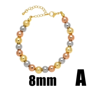 8mm tricolor gold beaded bracelet with lobster clasp and adjustable chain