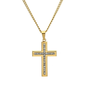 Collana Con Ciondolo A Croce In Acciaio Inossidabile Alla Moda Per Uomini Donne Intarsio Di Strass Lucidato Gioielli Religiosi