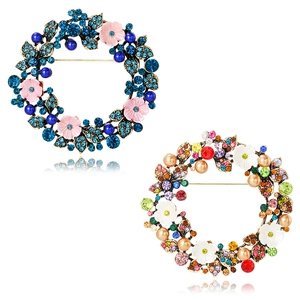 Spilla Ciondolo Ghirlanda Vintage Doppio Uso Lega Strass Perla Artificial Smalto Fiore Gioielli Per Donne
