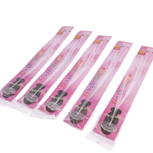 Set of five colorful LED light up fiber optic hair braids with CR1220 batteries