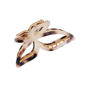 Elegant butterfly acetate hair claw clip with tortoise shell pattern and metal frame