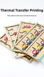 Detail view of colorful magnetic bead maze boards for color and number learning