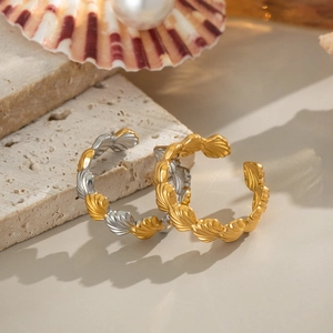 Luxuriöse geometrische Muschel-Ringe aus Gold und Silber Edelstahl für Damen