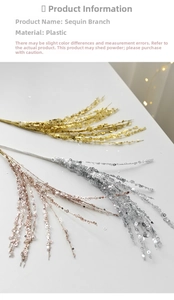 Glittery Christmas spray branches in gold, silver, and rose gold for festive decoration
