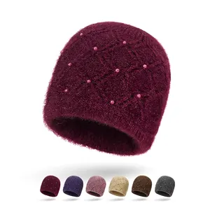 Berretto Beanie Invernale Da Donna Con Decorazione Di Künstliche Perle Artificiali Doppio Strato Caldo Spesso Peluche Antivento