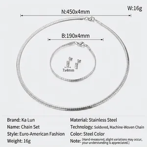 Sizing guide for chunky stainless steel link necklace, bracelet and stud earrings set