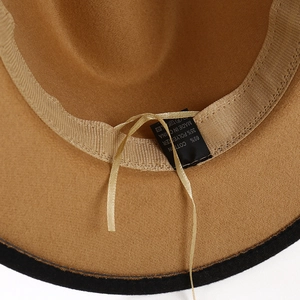 Interior view of gradient jazz hat showing 65% cotton blend and adjustable strap