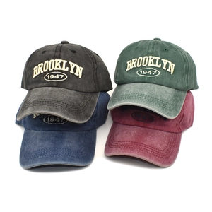 Casquette De Baseball En Coton Lavé Broderie Brooklyn 1947 Vintage Délavé Chapeau De Soleil Réglable Unisexe