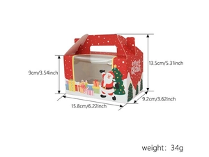 Scatola regalo di Natale con finestra in PVC, motivi di Babbo Natale e dimensioni
